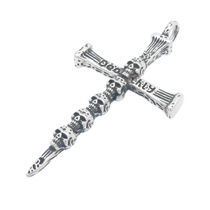 Colgante silbato de cruz con calaveras góticas de acero inoxidable para hombre