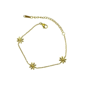 Elegantes vergoldetes Edelstahl-Gänseblümchen-Armband mit verstellbarem Verschluss