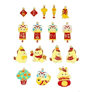 Set of cartoon horse enamel pendants for Chinese New Year DIY jewelry accessories