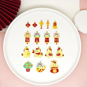 Detailed view of various cute cartoon horse and festive enamel charms for DIY jewelry