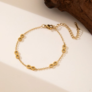 18K gold plated stainless steel infinity symbol bracelet with adjustable lobster clasp