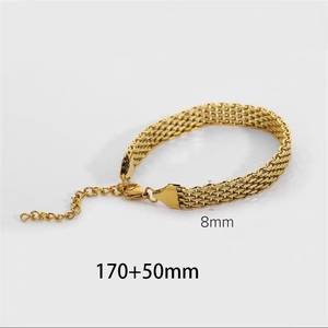 8mm gold woven mesh titanium steel chain bracelet with lobster clasp and extension