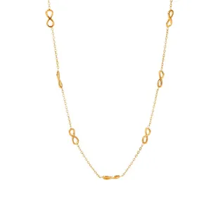 18K gold plated stainless steel infinity necklace with dainty link chain for women