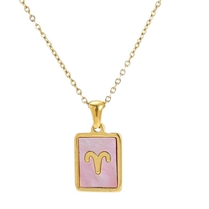 Collana in acciaio inossidabile placcato oro 18K con ciondolo rosa segno dell'Ariete