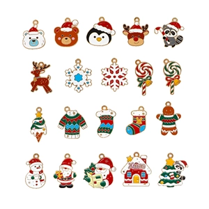 20pcs festive Christmas enamel charms set with Santa and snowman for DIY jewelry
