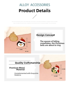 Detailed dimensions and weight of festive Christmas penguin and Santa Claus alloy charms for DIY