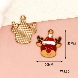 Detailed Christmas reindeer pendant DIY accessory with 20mm x 23mm size dimensions