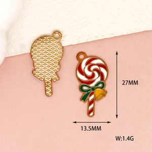 Detail view of 27mm Christmas lollipop pendant with dimension annotations