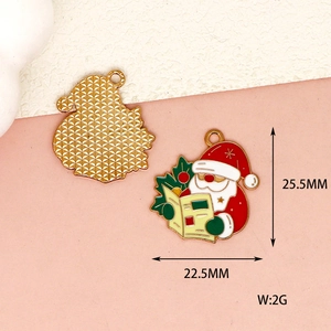 Santa Claus charm pendant showing front and back details with 25.5x22.5mm size