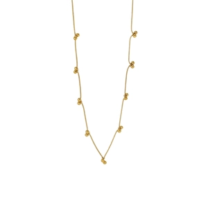 Minimalist vintage gold titanium steel necklace with fine bead accents on white background
