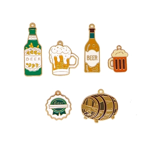 Enamel beer mugs and bottles charms set for DIY jewelry making festival pendants