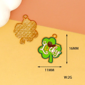 Colgantes de trébol de la suerte verde para la fabricación de joyas DIY 11x16mm