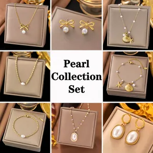 Elegant Artificial Baroque Pearl Necklace For Women Titanium Steel Gold Plated Heart Shell Butterfly Pendant Minimalist Jewelry