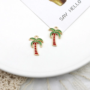 Tropical palm tree enamel charms for DIY jewelry making and botanical craft projects