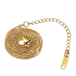 18K gold plated stainless steel ball chain necklace with lobster clasp and K18 tag