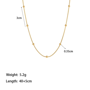 Collier minimaliste à billes dorées avec perles de 3,5mm et chaîne de 45cm réglable