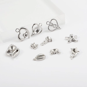 Polierte Edelstahl Ozean Herz Anhänger Strass Inlay DIY Schmuckherstellung Zubehör Seestern Delphin Muschel Charms