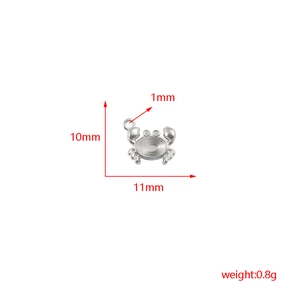 Edelstahl-Krabbenanhänger Detailansicht mit 11x10mm Abmessungen und 0,8g Gewicht
