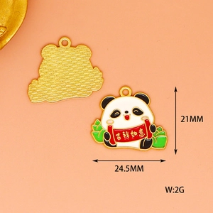 Gedetailleerde afmetingen van een Chinese panda emaille hanger voor DIY sieraden maken
