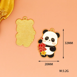Chinese Nieuwjaar panda emaille bedel 32x20mm voor DIY sieraden maken accessoires