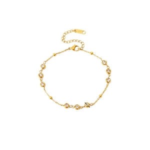 18K gold plated stainless steel geometric bracelet with sparkling round cubic zirconia