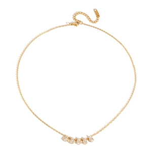 18K gold plated stainless steel necklace featuring five elegant teardrop zirconia stones.