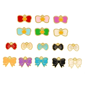 Set bunter Legierungs-Emaille-Schleifenanhänger für DIY-Schmuck und Haarschmuck
