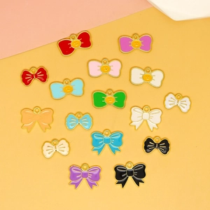 Bunte Emaille-Schleifen-Anhänger aus Legierung für DIY-Schmuck und Haarschmuck