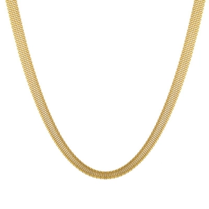 Goldenes flaches Mesh-Armband aus Titanstahl mit poliertem Gitterband-Finish