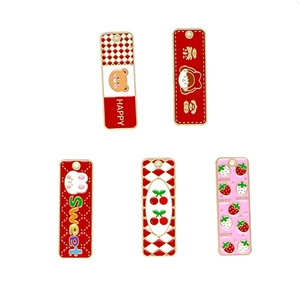 Lot de breloques rectangulaires en émail avec motifs lapin et fraise pour bijoux DIY