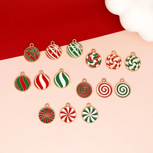 Bunte Weihnachts-Süßigkeiten-Emaille-Anhänger Set für DIY-Schmuck und Schlüsselanhänger
