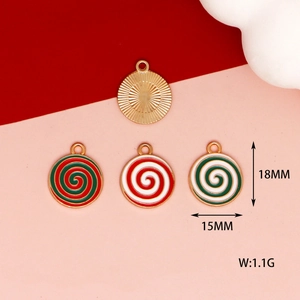 Detailansicht bunter Spiral-Lollipop-Anhänger mit Maßen von 18 mm Höhe und 15 mm Breite