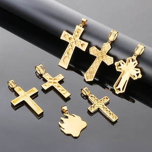 Hip hop gold plated 3D double cross and bear paw pendants with iced out micro pave texture