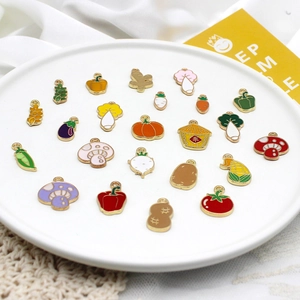 Handmade vegetable and fruit theme alloy enamel charms for DIY jewelry making designs