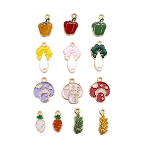Set of creative enamel vegetable and fruit alloy charms for DIY jewelry making