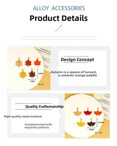 Detailed macro view showing dimensions of colorful alloy maple and ginkgo leaf charms