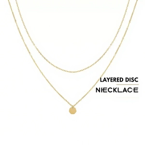 Minimalist double-layered gold necklace featuring a geometric hexagonal pendant for women