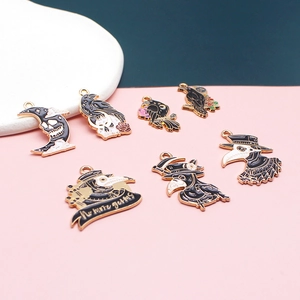 Lot de breloques en émail gothique avec médecin de la peste et corbeau pour bijoux DIY