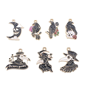 Breloques en émail punk gothique médecin de la peste et corbeau pour création de bijoux