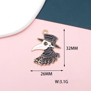 Dimensions détaillées du pendentif émaillé médecin de la peste 32mm pour bijoux DIY