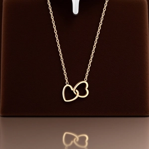 Minimalist Stainless Steel Double Heart Interlocking Necklace For Women Gold Silver Plated Clavicle Chain Fashion Jewelry Gift