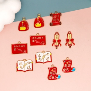 DIY enamel alloy charms set with graduation and exam themes featuring books and scrolls