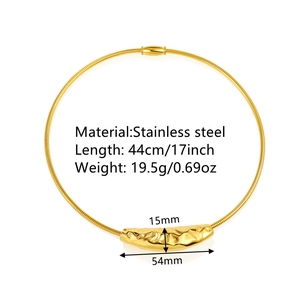 Gold plated stainless steel choker necklace with textured pendant detail