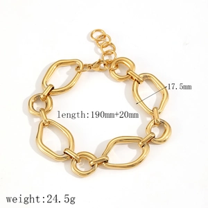 Exaggerated chunky 18k gold plated stainless steel bracelet with organic oval shaped links