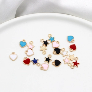 Assorted colorful DIY alloy enamel charms with heart and star shapes for jewelry making