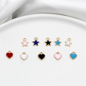Colorful enamel star and heart alloy charms for DIY jewelry making and accessories