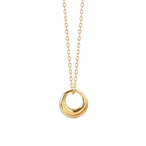 Elegant gold minimalist ring pendant necklace with polished surface and delicate chain