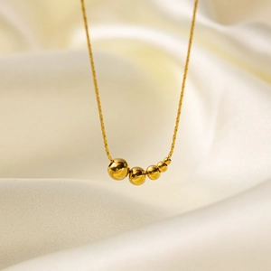 Edelstahl Halskette Verlauf Rundperlen Anhänger Minimalistische Schlüsselbeinkette Schmuck Für Damen Elegant Poliert