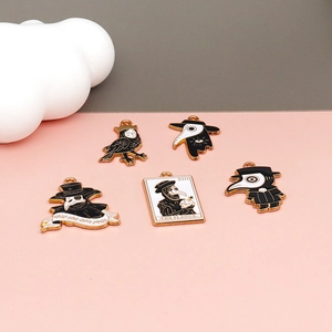 Plague doctor enamel charms set dark messenger style alloy pendants for DIY jewelry making