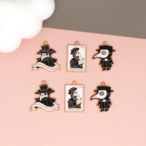 Plague Doctor enamel charms set for DIY gothic jewelry making and bag decorations